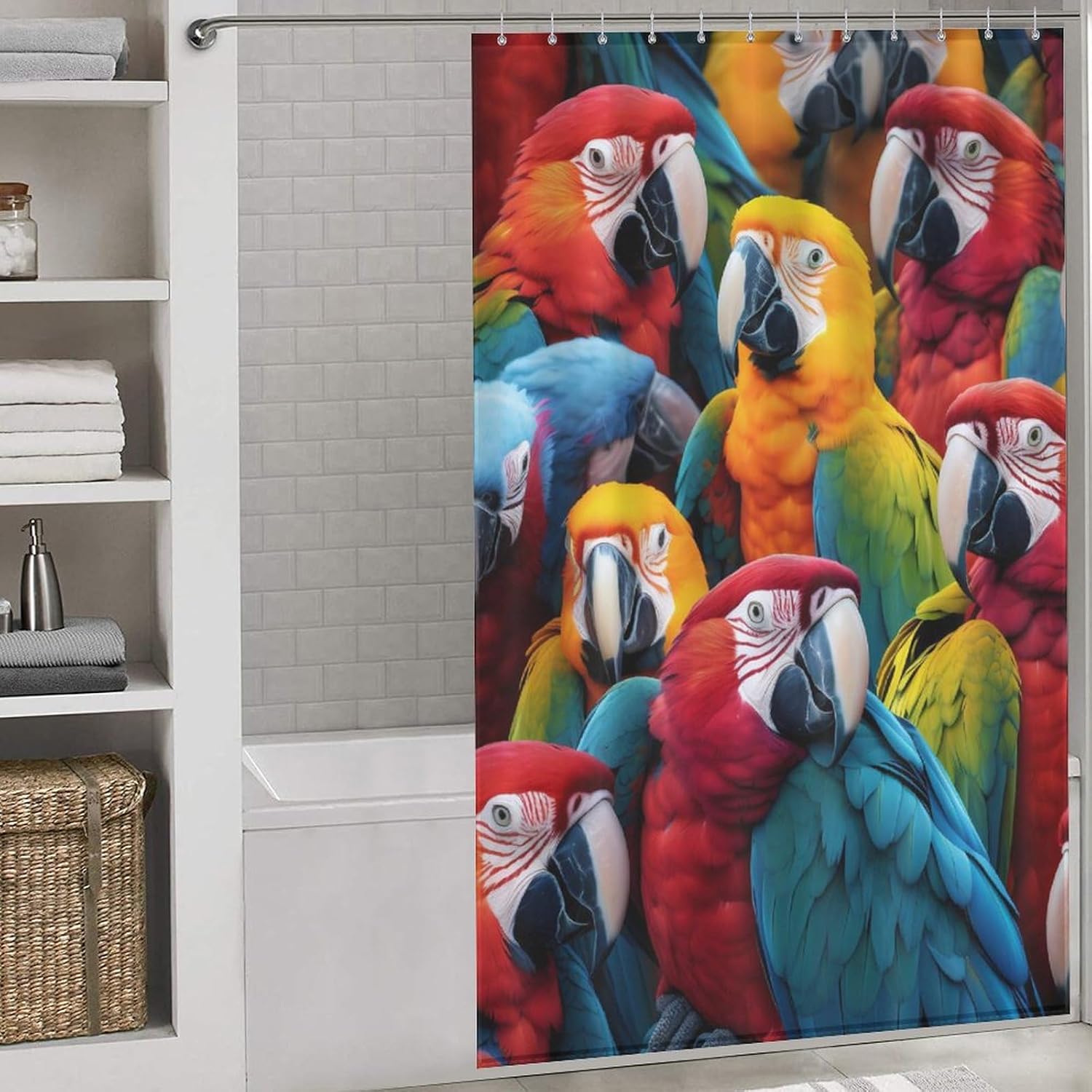 Parrots Birds Funny Shower Curtains Washable Bath Curtain Liner with Hooks for Bathroom Bath Tubs