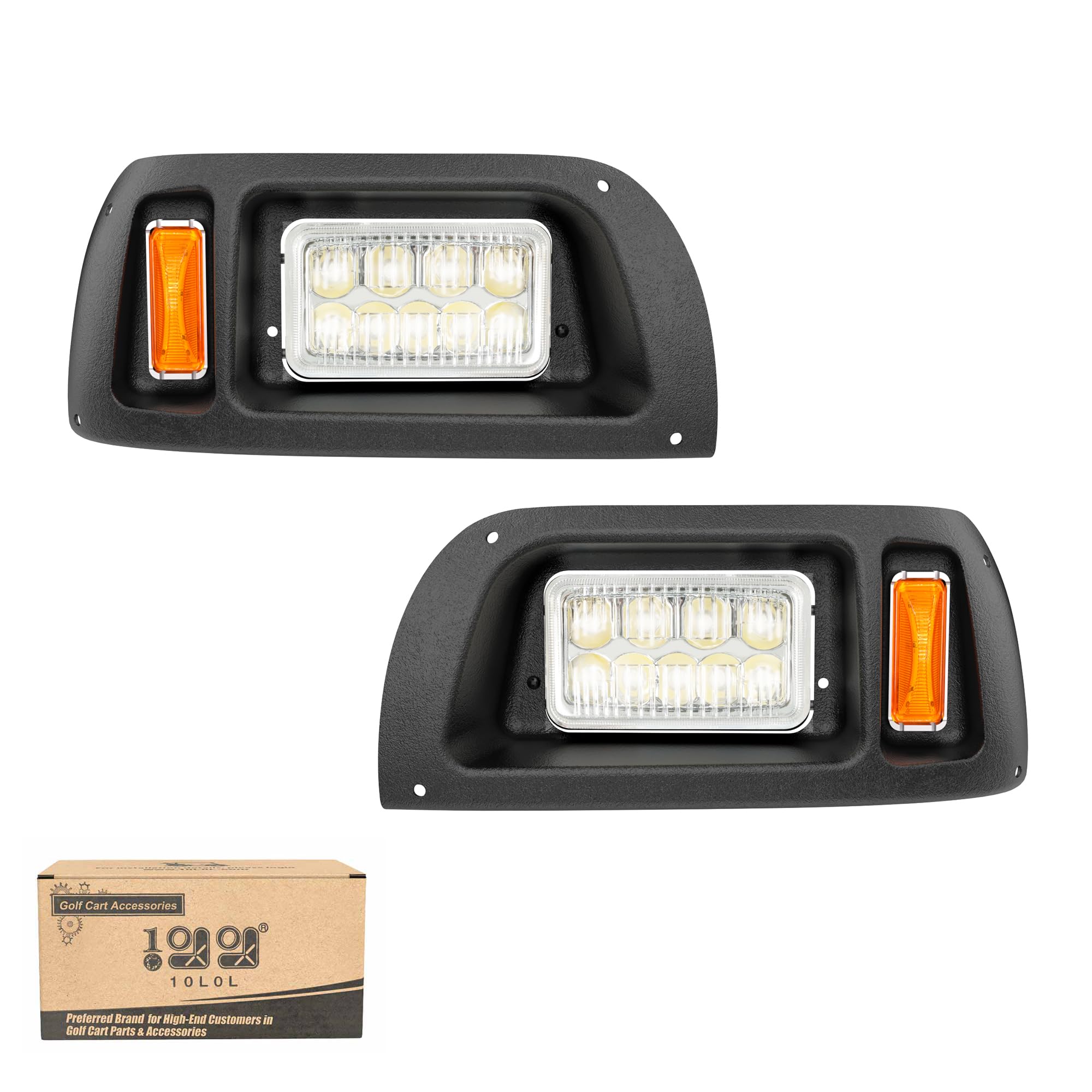 View 1 of 10L0L Golf Cart Headlights for Club Car DS (1993+), Black