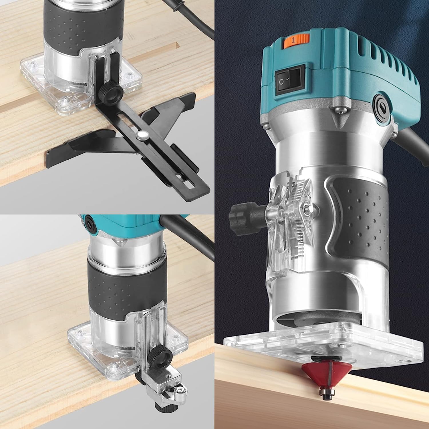 Rifilatore Fresatrice Verticale Elettrica 800W 3000RPM con Regolazione Velocità Fresatrice Palmare Rifilatore per Legno 6mm 6.35mm 8mm Fresa a una Mano per Bordi Lavorazione del Legno