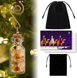 Zhanmai 1 Set Christmas Nativity Religious Christian Ornaments Gifts Gold Frankincense and Myrrh Gift Set Myrrh Resin Three Wise Men Gifts Three King Catholic Christmas Ornaments for Christmas Tree