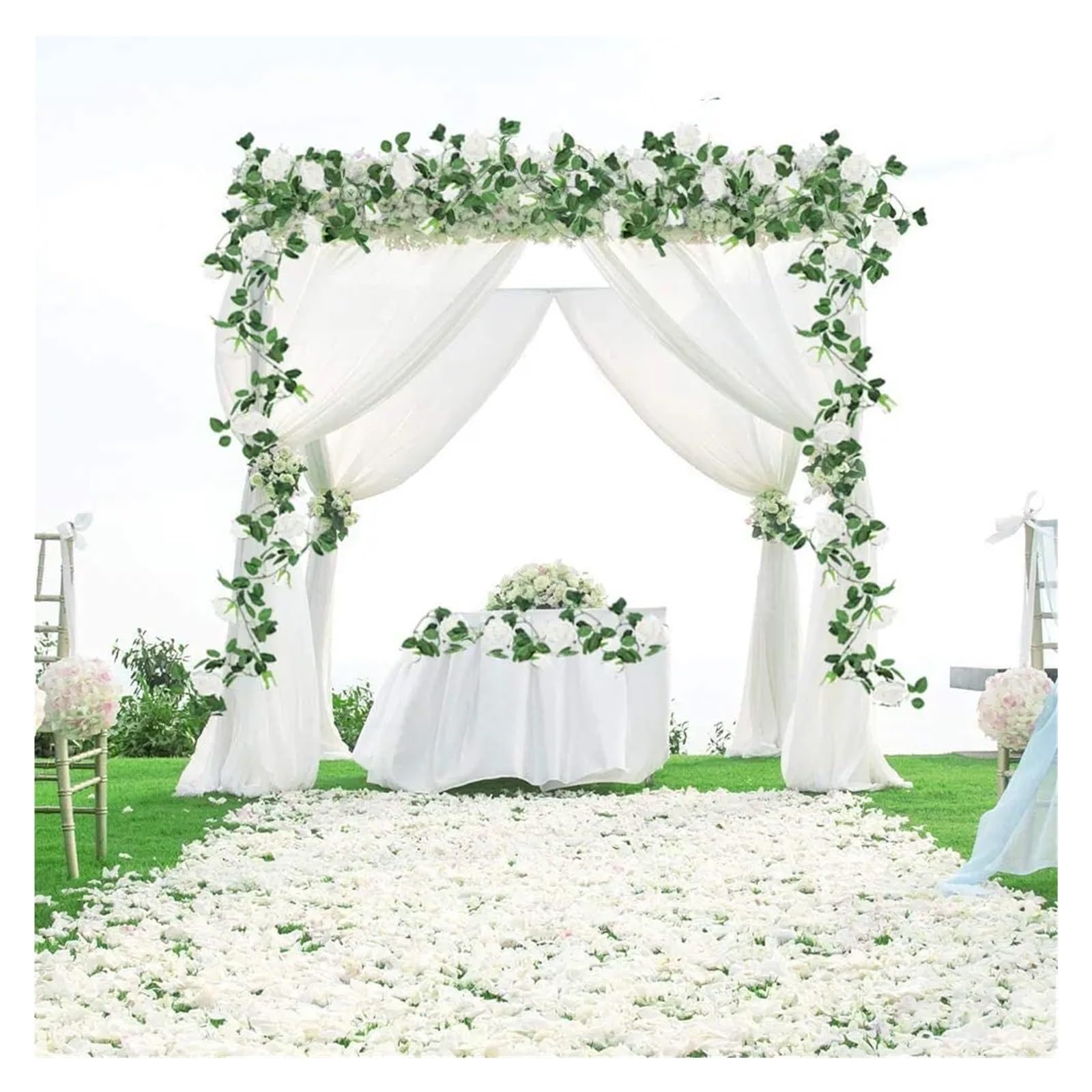 3 SZTUKI 2M Wiszący Kwiatowy Sznurek Ślubny Dekoracje Ogrodowe(3pcs 16 Heads White)