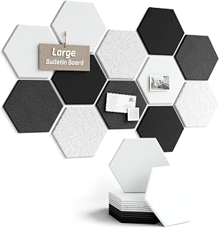 Fluxynara 12-Pack Hexagon Felt Bulletin Board Tiles, Concrete Echo-1