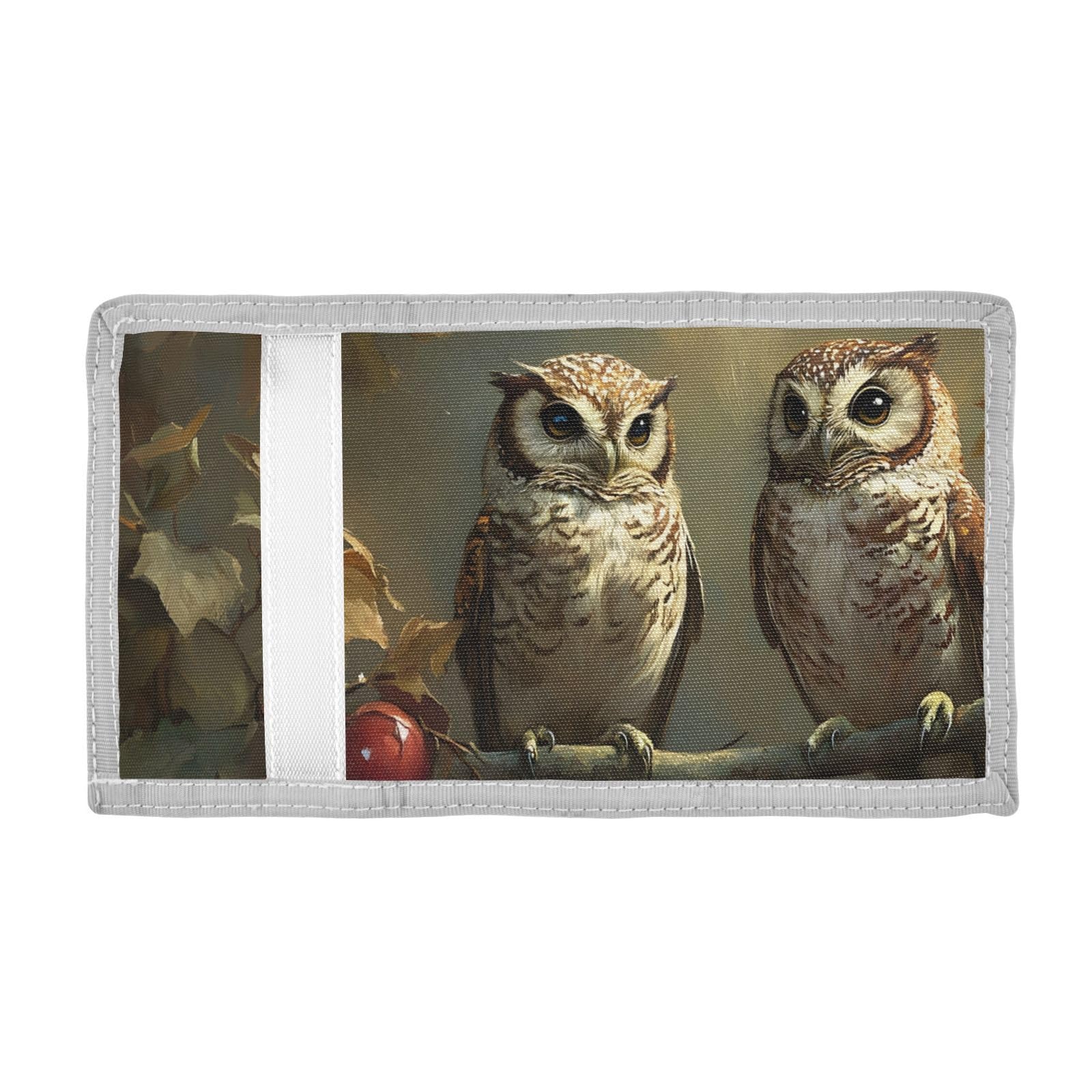 FOLIOSA Kids Wallet for Boys Girls Two Owls Print Youth Wallet with Zipper Pocket Card Holders, Novelty Wallet 4.9×2.9 in