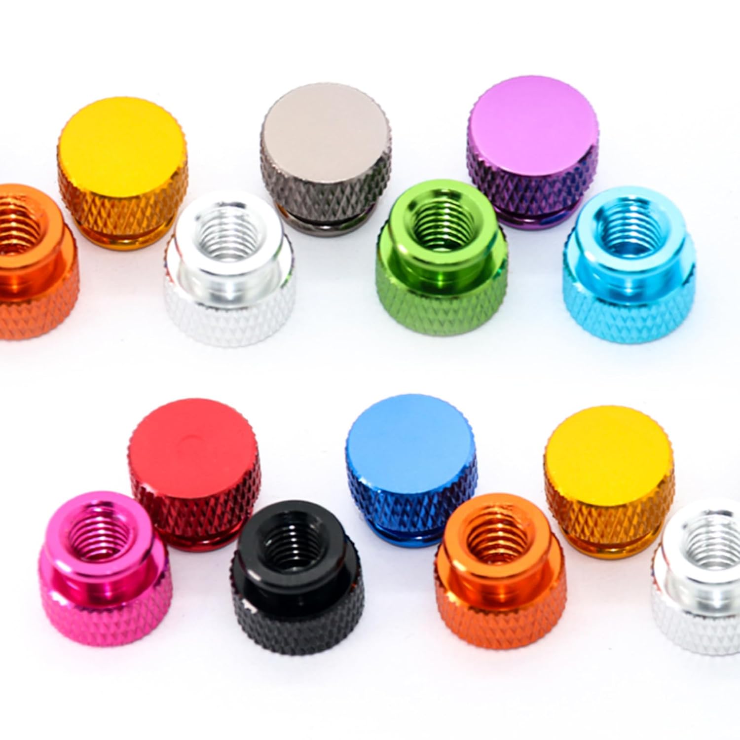 6063 Aluminum Alloy Chassis Hand Tightening Nuts 10 Pieces Metal Plate Panel Computer Case Screw Cap DIY Aluminum Alloy Nut M3 M4 M5 M6 1/4"-20#6-32#8-32 (Gold, #8-32=10pcs)