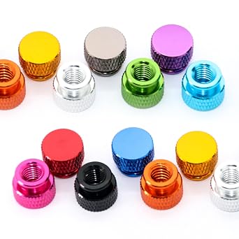 6063 Aluminum Alloy Chassis Hand Tightening Nuts 10 Pieces Metal Plate Panel Computer Case Screw Cap DIY Aluminum Alloy Nut M3 M4 M5 M6 1/4-20#6-32#8-32 (Gold, #8-3210pcs)