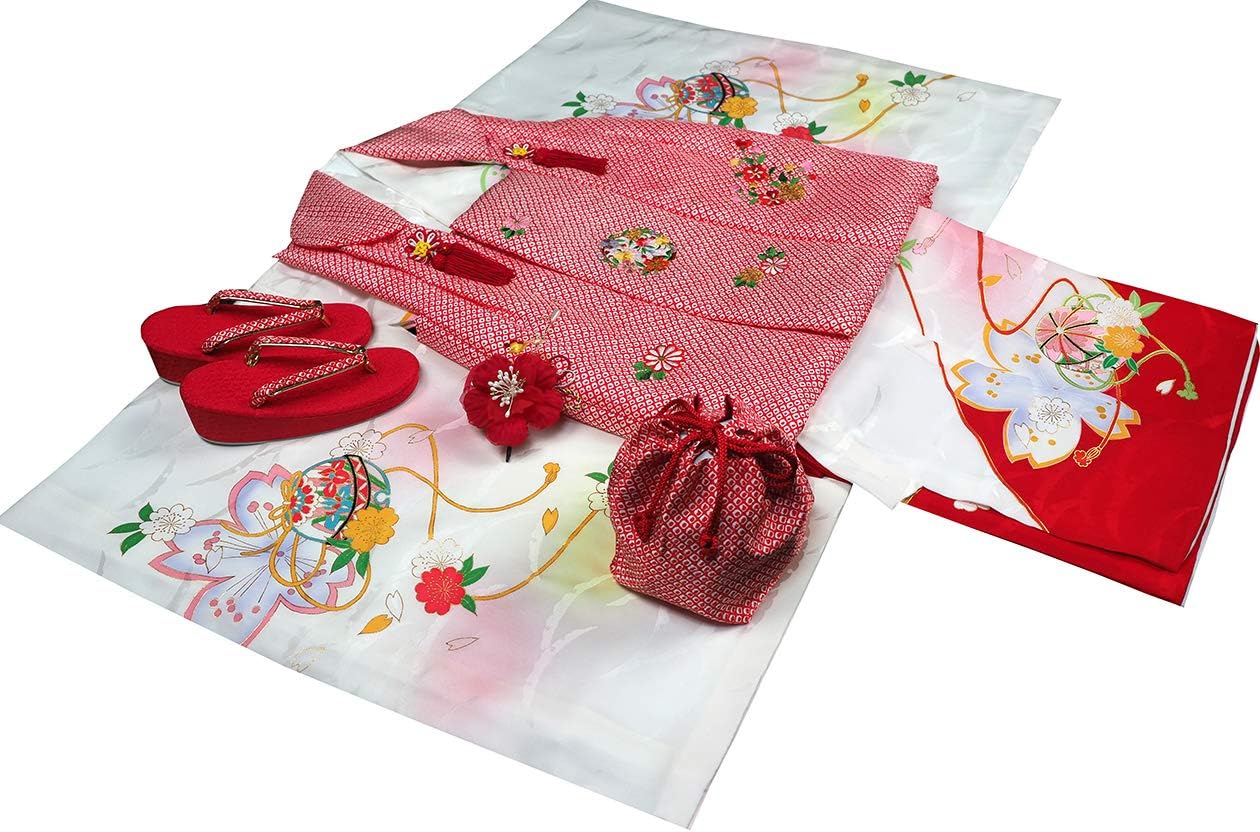 507ay33□お宮参り 男児 着物 掛け着 長襦袢付 総刺繍 絞染め□状態