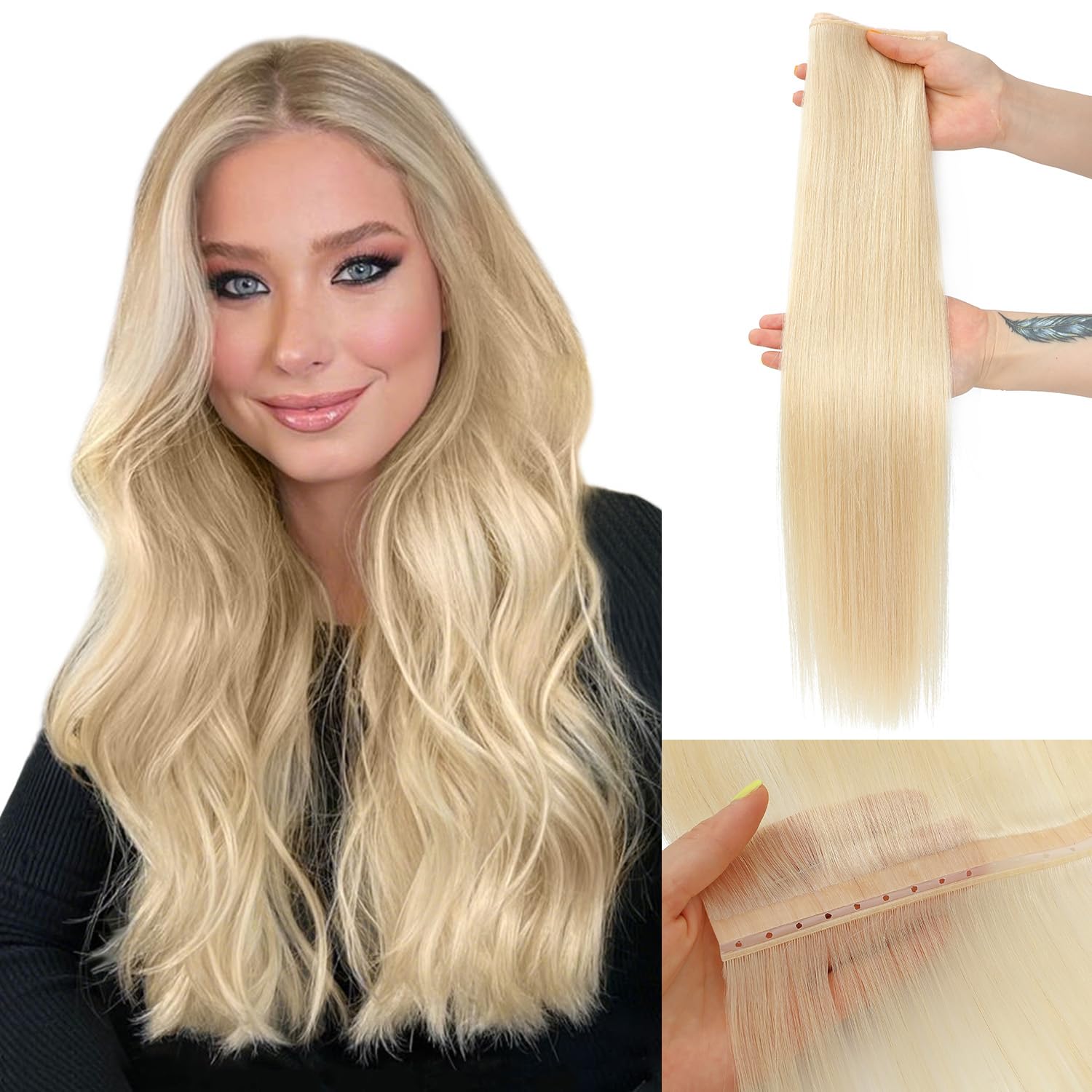 PANEWAY OVO Butterfly Weft Hair Extensions Real Human Hair Layer Invisible Extensions No Glue Genius Weft with Micro Beads for Short/Thin Hair (#P2/8/T2,20 Inch)