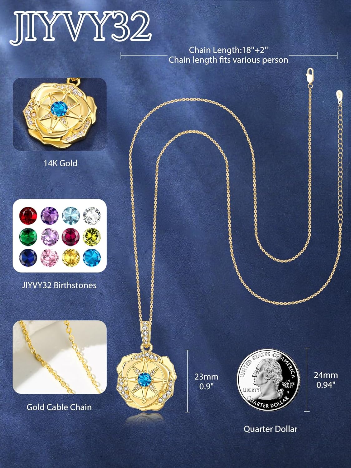 14K Gold Compass Necklace For Women I'd be lost without you Pendant Necklace Valentine‘s day Mother's day Gift For Women Wife Mom Her - Image 4