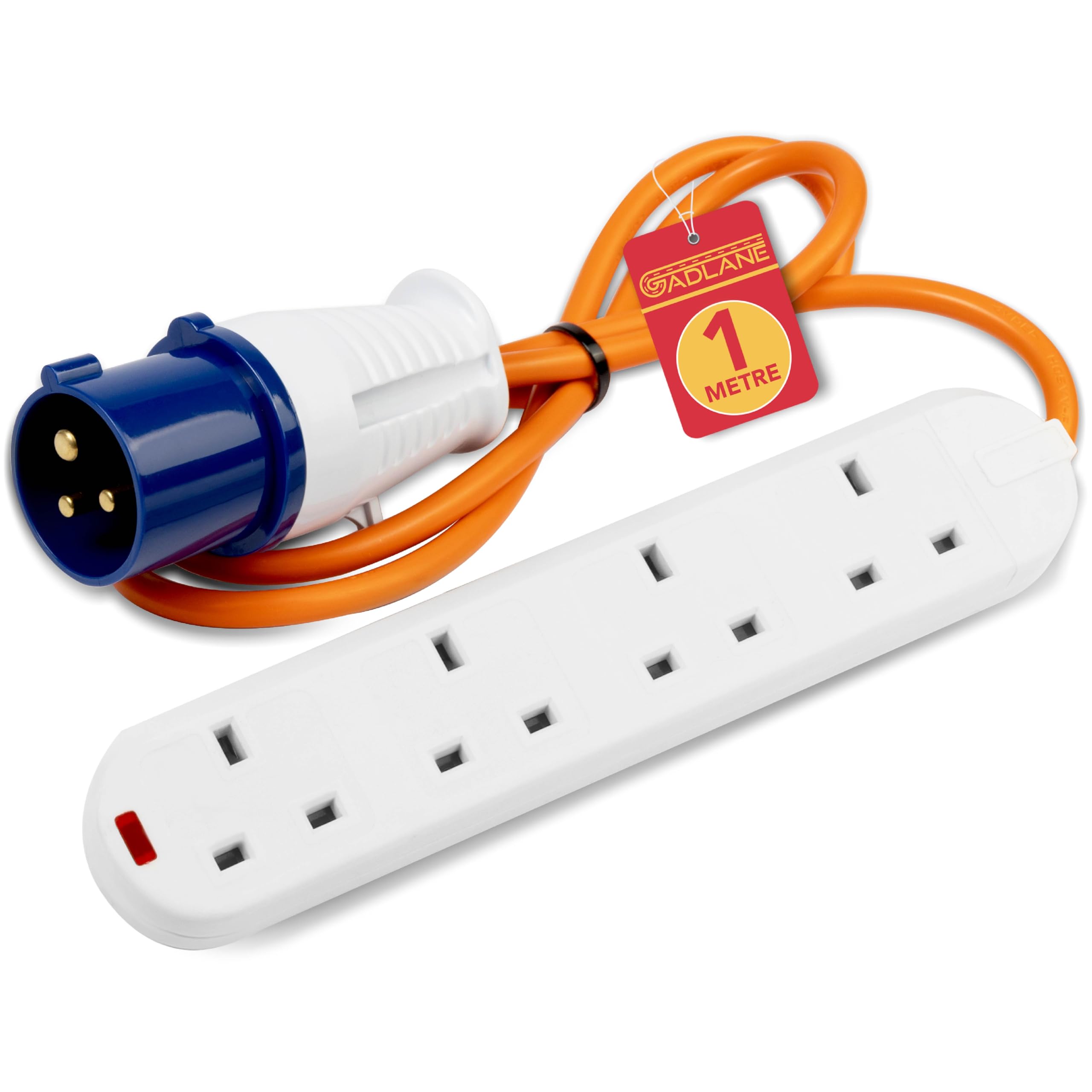 GADLANE Camping Electric Hook Up Cable - Heavy Duty 10 Metre, 4 Gang Electric Hook Up for Camping, Mobile Homes, Refrigerated Vehicles - High Visibility 16A Caravan Extension Lead (10M) — view 8