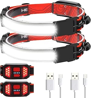 Rechargeable Headlamp 2 Pack, 230° Illumination Wide Beam Headlamp, 1000 Lumen, 3 Modes, Super Bright LED Headlamp, Lightweight Head Lamp for Hiking, Running, Fishing, Camping
