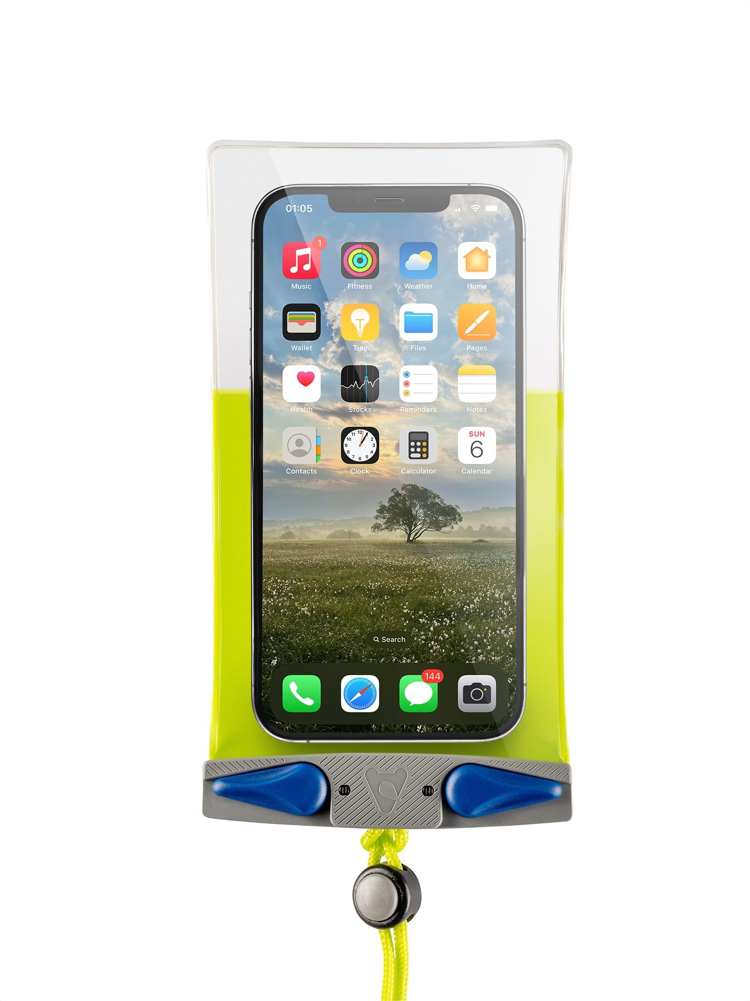 Aquapac Waterproof Phone Case, Small, Lime Green, Lanyard, iPhone and Android, Made in The UK, Hiking, Mountain Biking, Running Accessory, Floating, 5