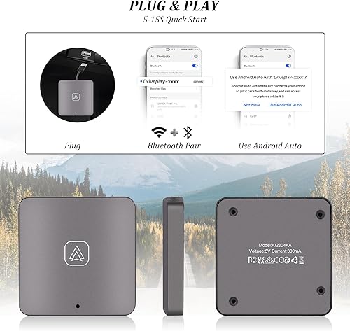 Miniatura 7 de Adaptador automático inalámbrico para Android, dongle automático inalámbrico Android, teléfonos Android convierte Android Auto con cable a