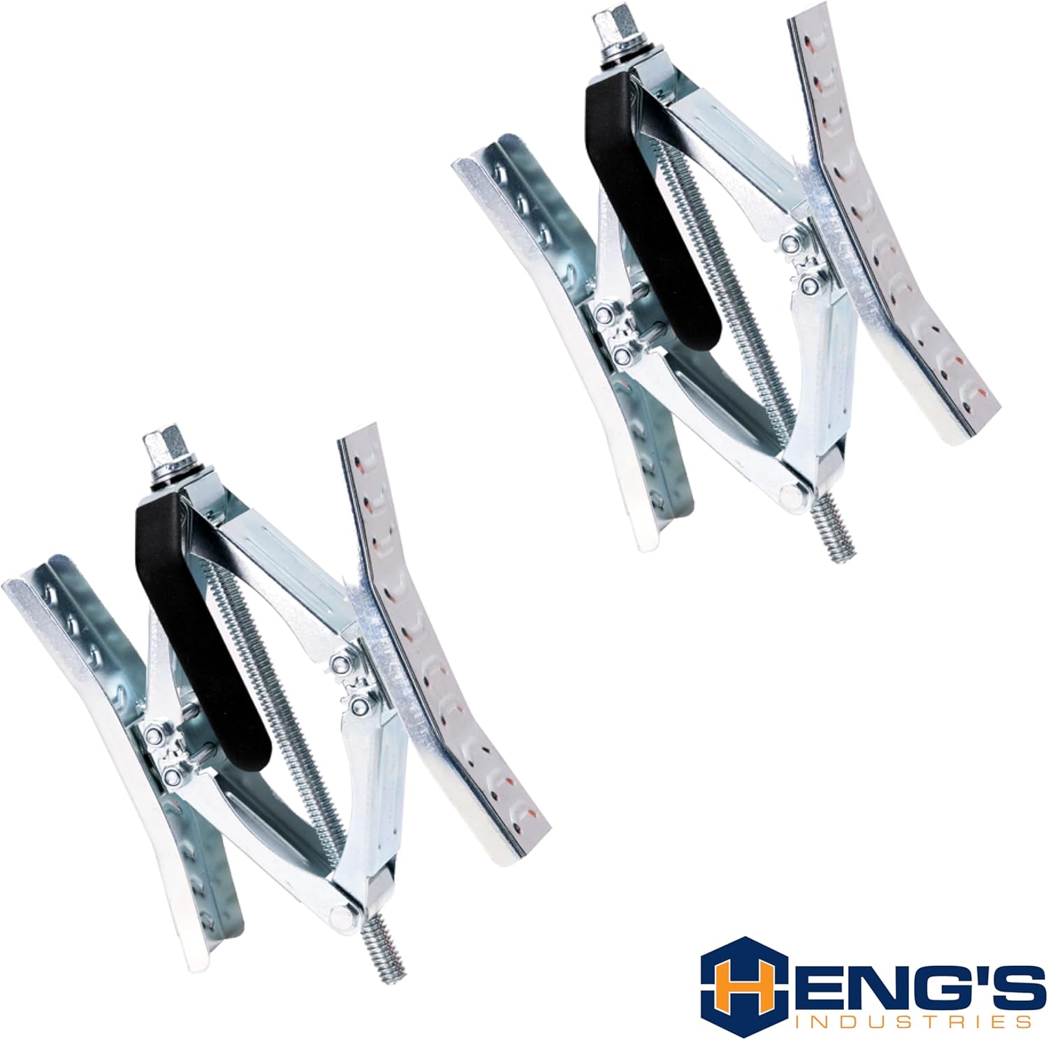 HENG'S INDUSTRIES Set of 2 New X-Shaped Wheel Chocks with Drill Bit Adapter & Manual Crank | Enhanced Anti-Move Tire Lock Technology | RV, Travel Trailer, Camper | HG-80009