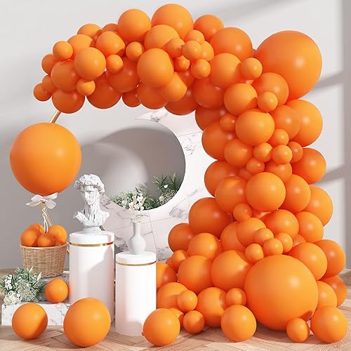 Globos naranjas, 113 piezas de guirnalda de arco de globos naranja mate de diferentes tamaños, globos de fiesta de helio naranja brillante, globos
