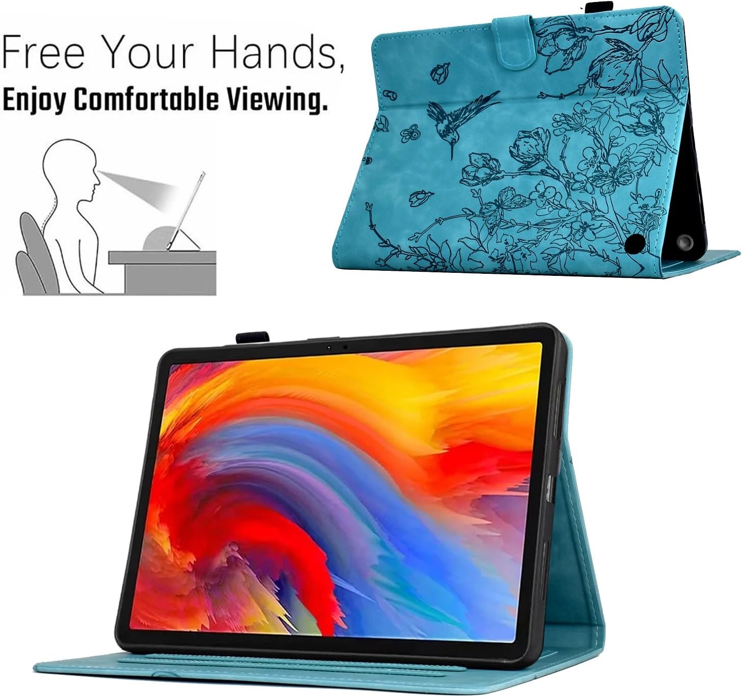 Tablet Travel Compatible with Kindle Fire 7 Tablet 7 inch (12th Generation, 2022 Release) Case with Auto Sleep Wake, Compatible with Fire 7 2022 Slim Premium Leather Folio Stand Cover Multiple Viewing image 3