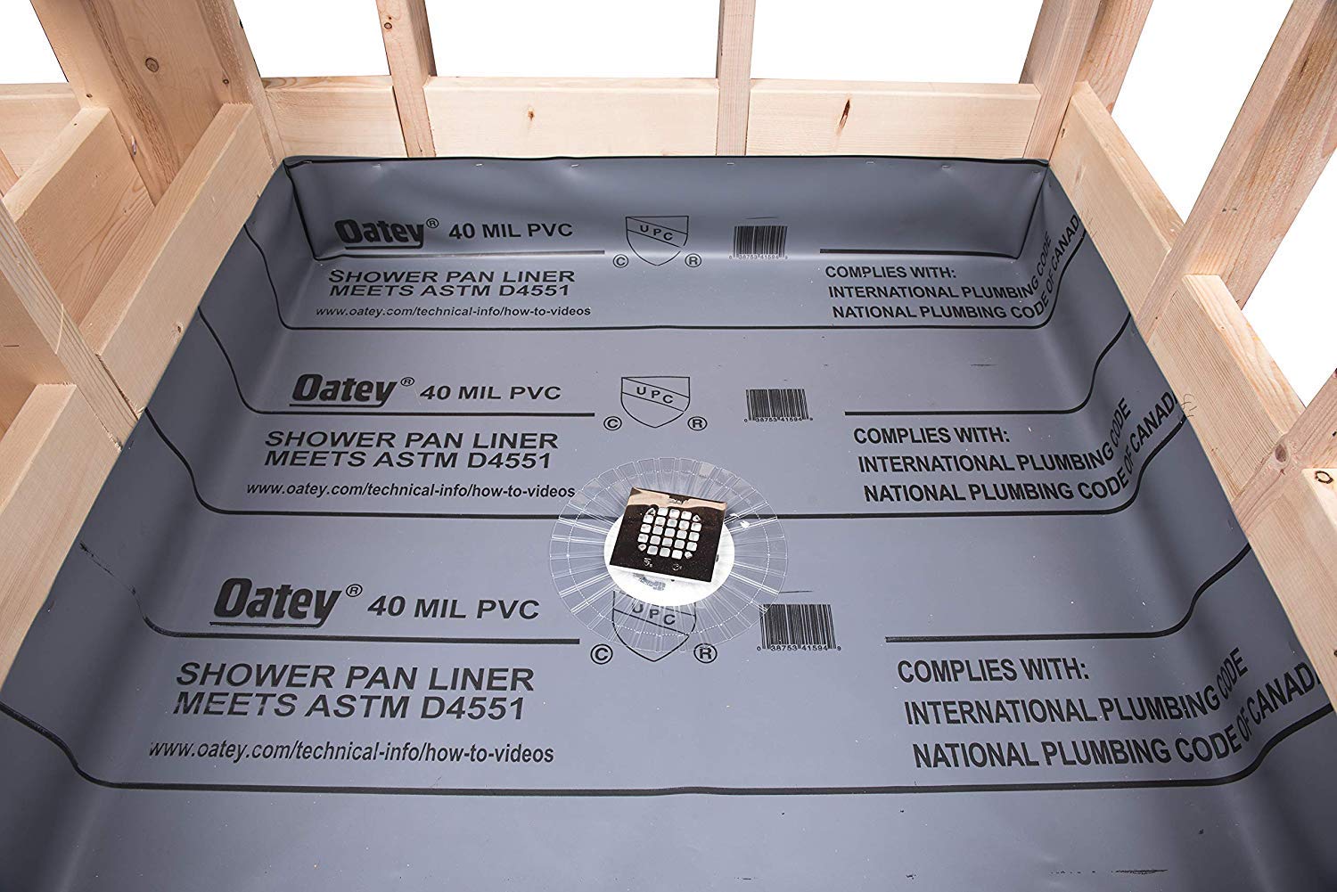 Oatey 41611 PVC Shower Pan Liner Roll 40 Mil Thickness 6' x 100', Gray