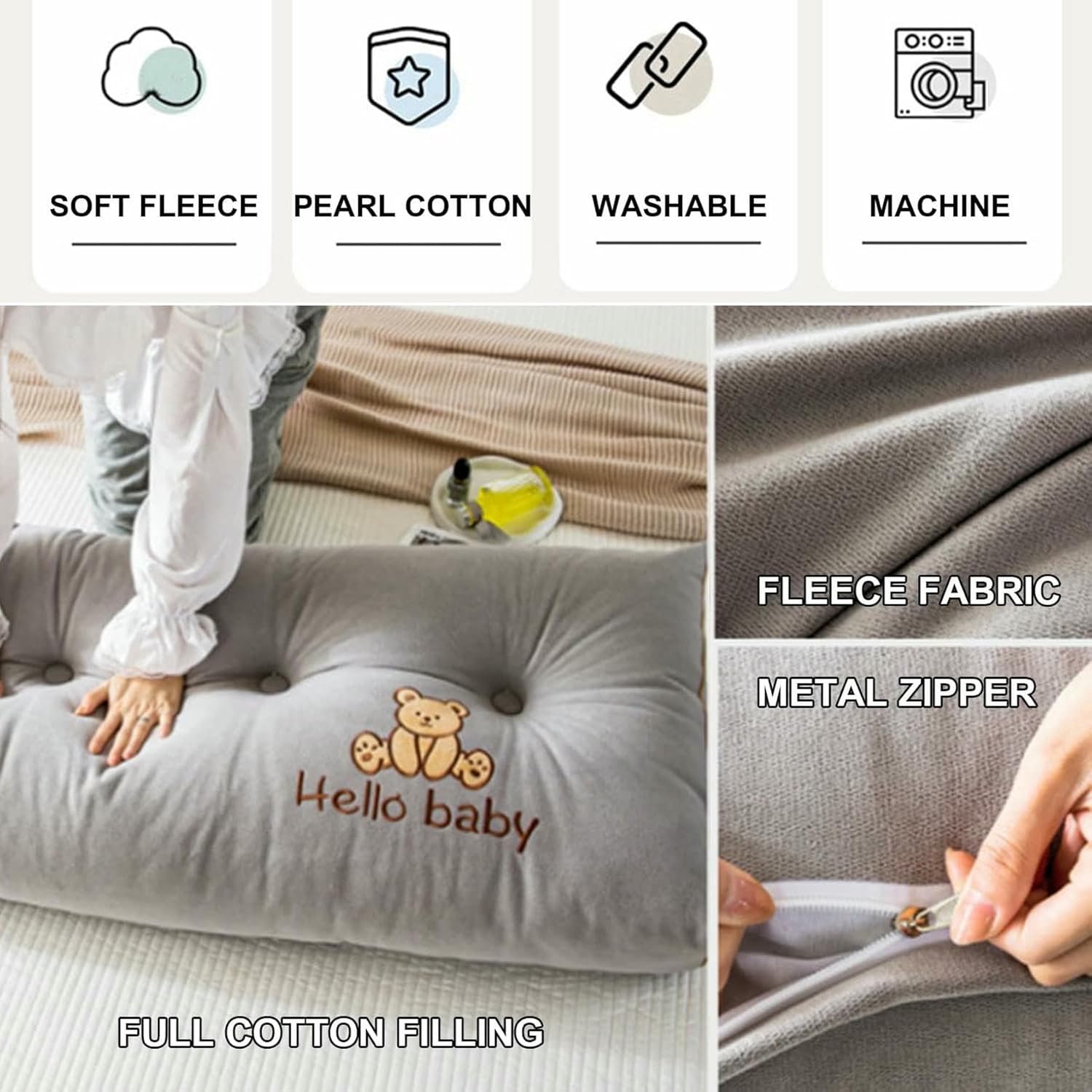 Triangular Wedge Headboard Pillow,Fleece Triangle Cushion Reading Pillow Bed Back Positioning Support Backrest Solid Color Large Bolster with Removable Cover~/