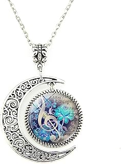 Crimyy The Color of Music Moon Pendant, Music Necklace Music Jewelry Music Jewellery Music Lover's Gift, Music Teacher Gift, Music Keychain Key Chain