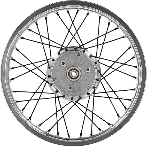 Spoke wheel 1.6 x 16 aluminum rim polished + black spokes - for Simson S50