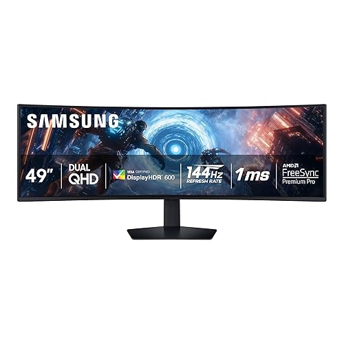 SAMSUNG 49-inch Odyssey G9 (G91F) DQHD, 144Hz, Curved Gaming Monitor, Ultra-Wide 32:9 Screen, DisplayHDR 600, AMD FreeSync™ Premium Pro, Ergonomic Stand, LS49FG910ENXZA, 2025 - Monitor Only
