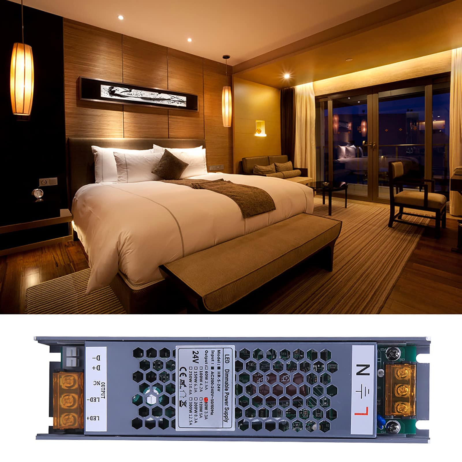 Alimentatore dimmerabile, alimentatore dimmer driver LED, convertitore adattatore trasformatore LED per 4 metodi di controllo (24V/3.3A)