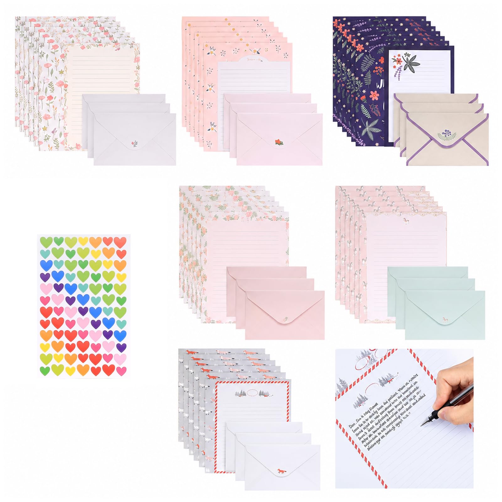 Papier à Lettres A5 36 Papiers 18 Enveloppes Set Ensembles d'écriture Papeterie Lignée