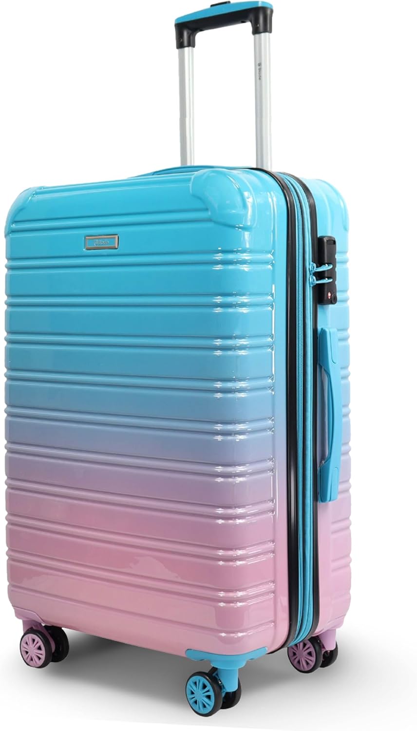 Blade 3-delige uitbreidbare harde koffer, trolleys, lichte rolkoffer, handbagage van ABS PC met TSA-slot, 4 spinner-wielen, koffer, blauw-roze, Large