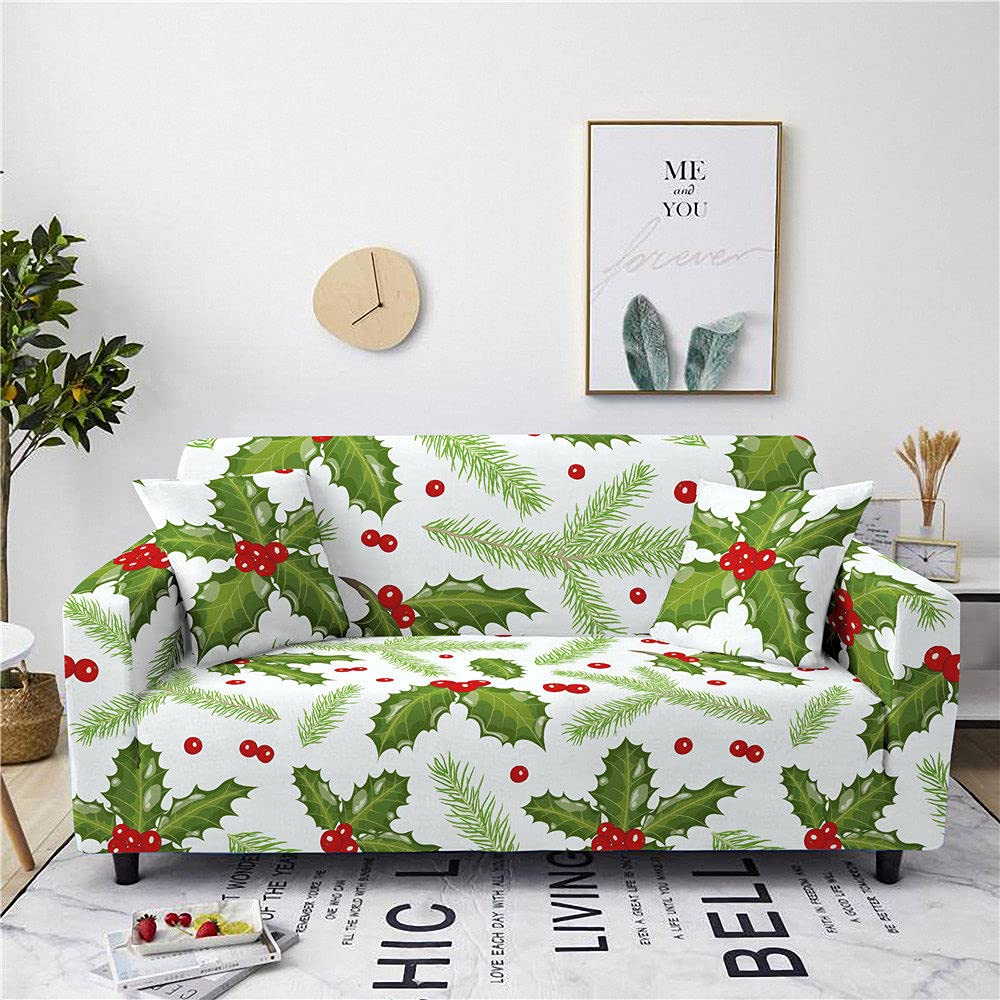 Housse de canapé extensible avec housse de coussin rouge 1-4 places