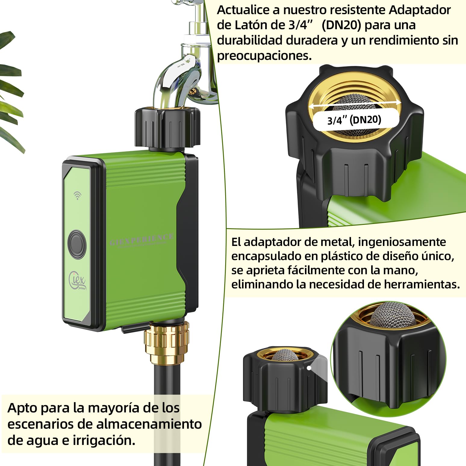 Temporizador de riego Inteligente Zigbee para jardín, Pack de 2 Unidades con medidor de Flujo de turbina Integrado,Compatible con Tuya Smart Life Home Assistant ZHA y Z2M