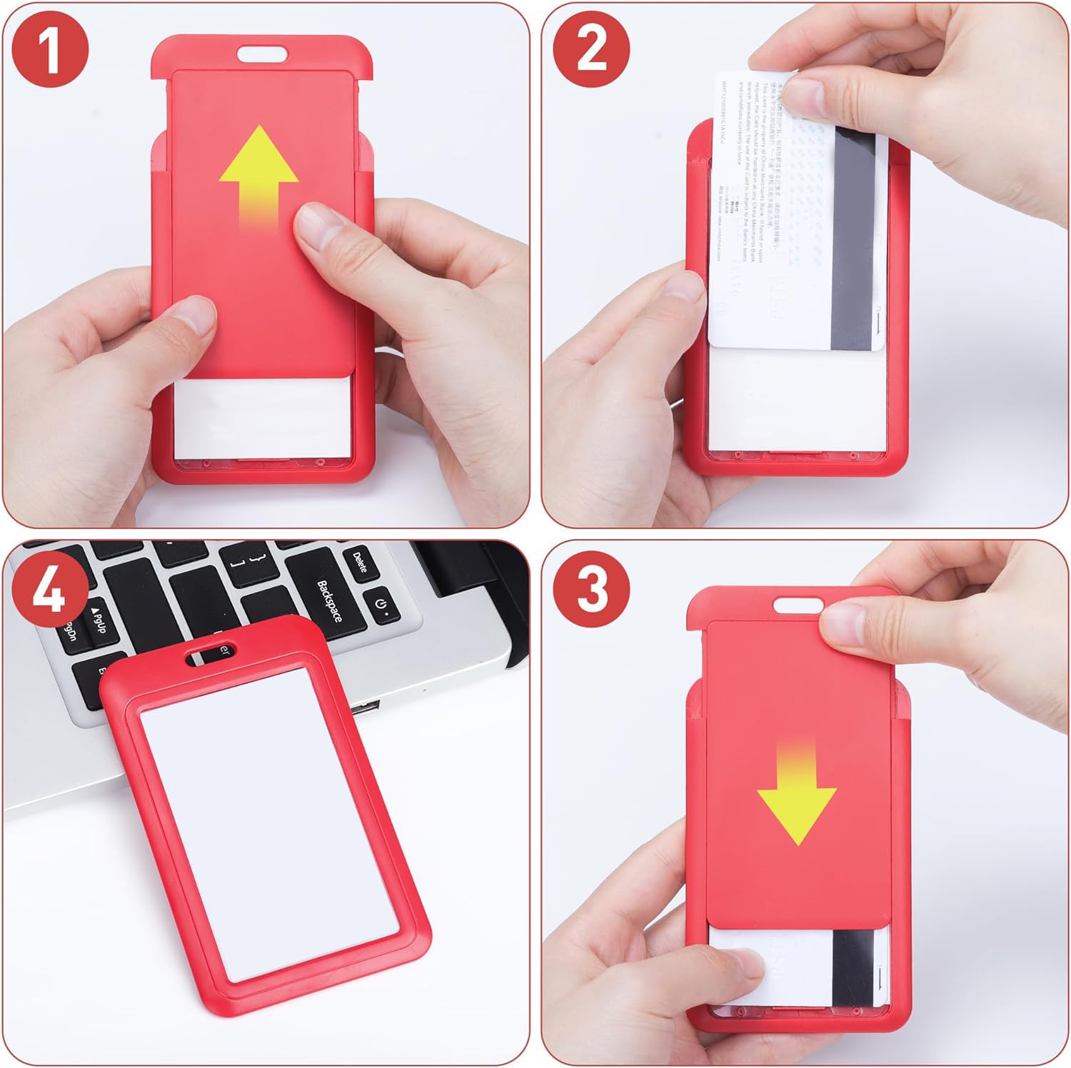 Paquete de 15 fundas protectoras verticales de plástico duro para tarjetas de identificación, para oficina, escuela, tarjetas de crédito, tarjetas de crédito, tarjetas de identificación de proximidad,