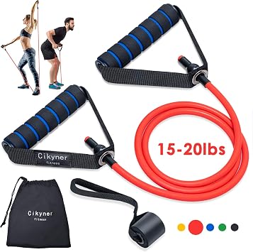 Cikyner Resistance Tube with Handles, Single Exercise Band with Carring Bag