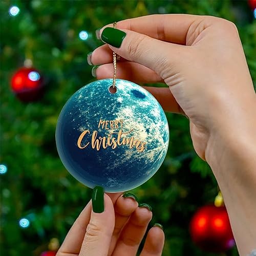 Miniatura 4 de Christmas Tree Ornaments Universe and Planets Christmas Ornament Keepsake Ornament Home Decor Space Enthusiast Hanging Pendants Round Ceramic Xmas