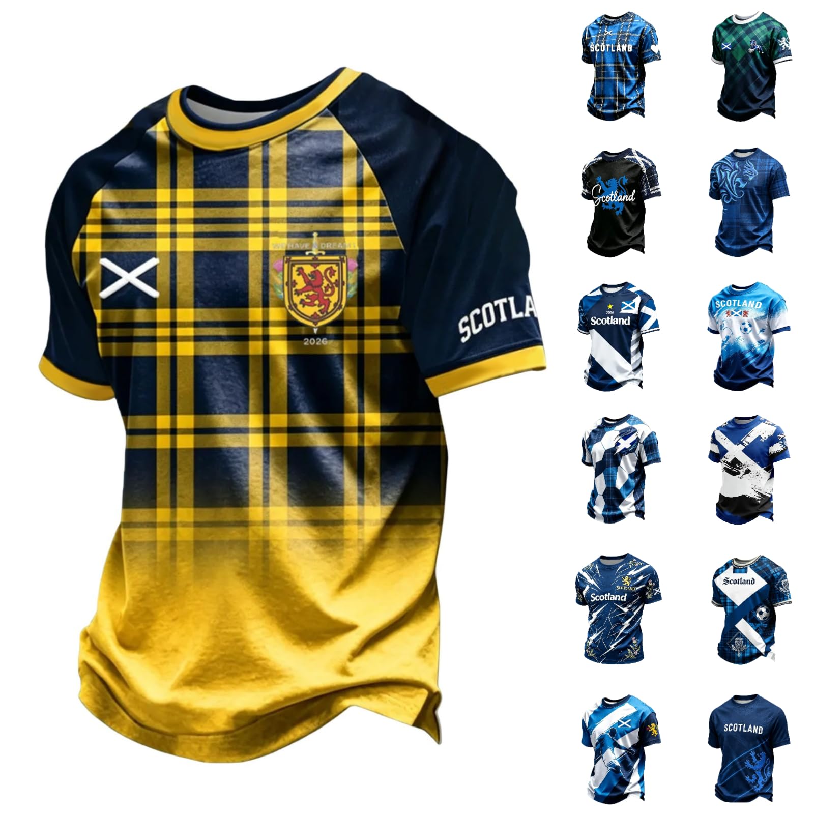 Football Shirt for Men Mens Scotland Flag Soccer T-Shirt Football 2026 Merchandise Retro Scotland Flag Short Sleeve Crewneck Tee for Fans & Supporters