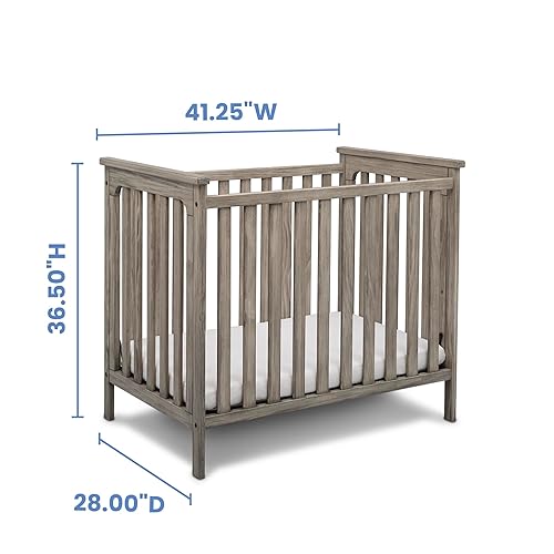 Miniatura 4 de Simmons Monterey - Mini cuna con colchón para niños, certificado Greenguard Gold, color blanco rústico