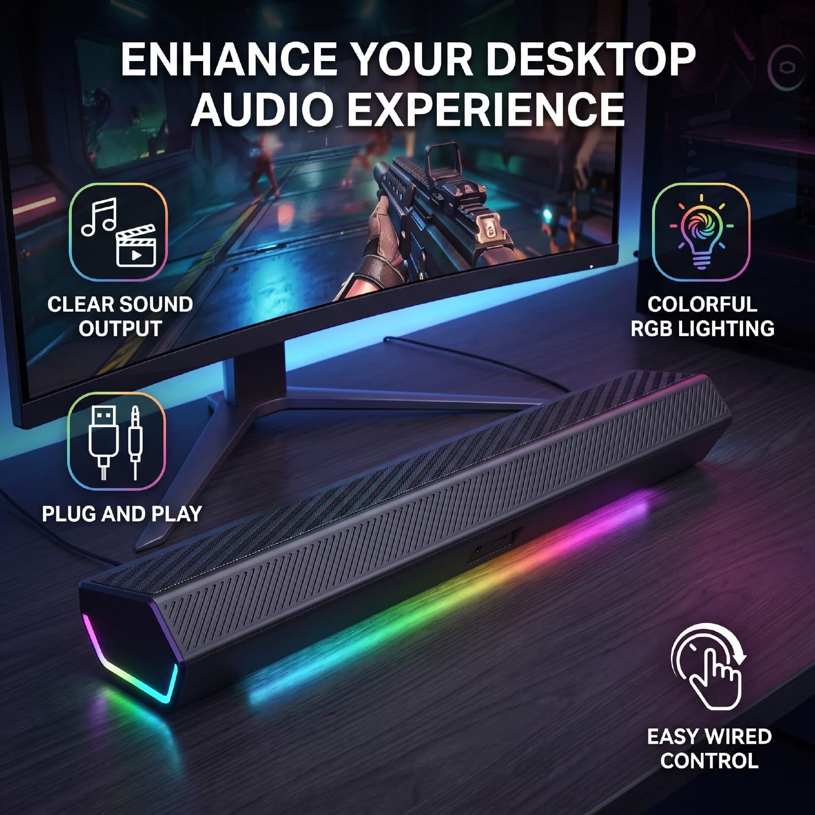 Asixxsix Haut-parleurs D'ordinateur pour PC de Bureau, Alimentés par USB