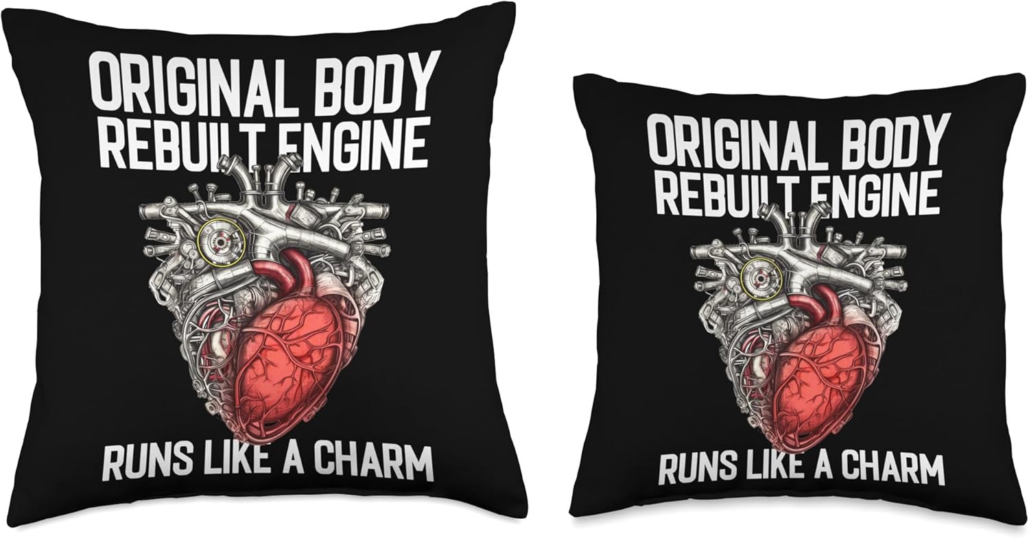 Funny Open Heart Surgery Recovery Survivor for Men Bypass Throw Pillow