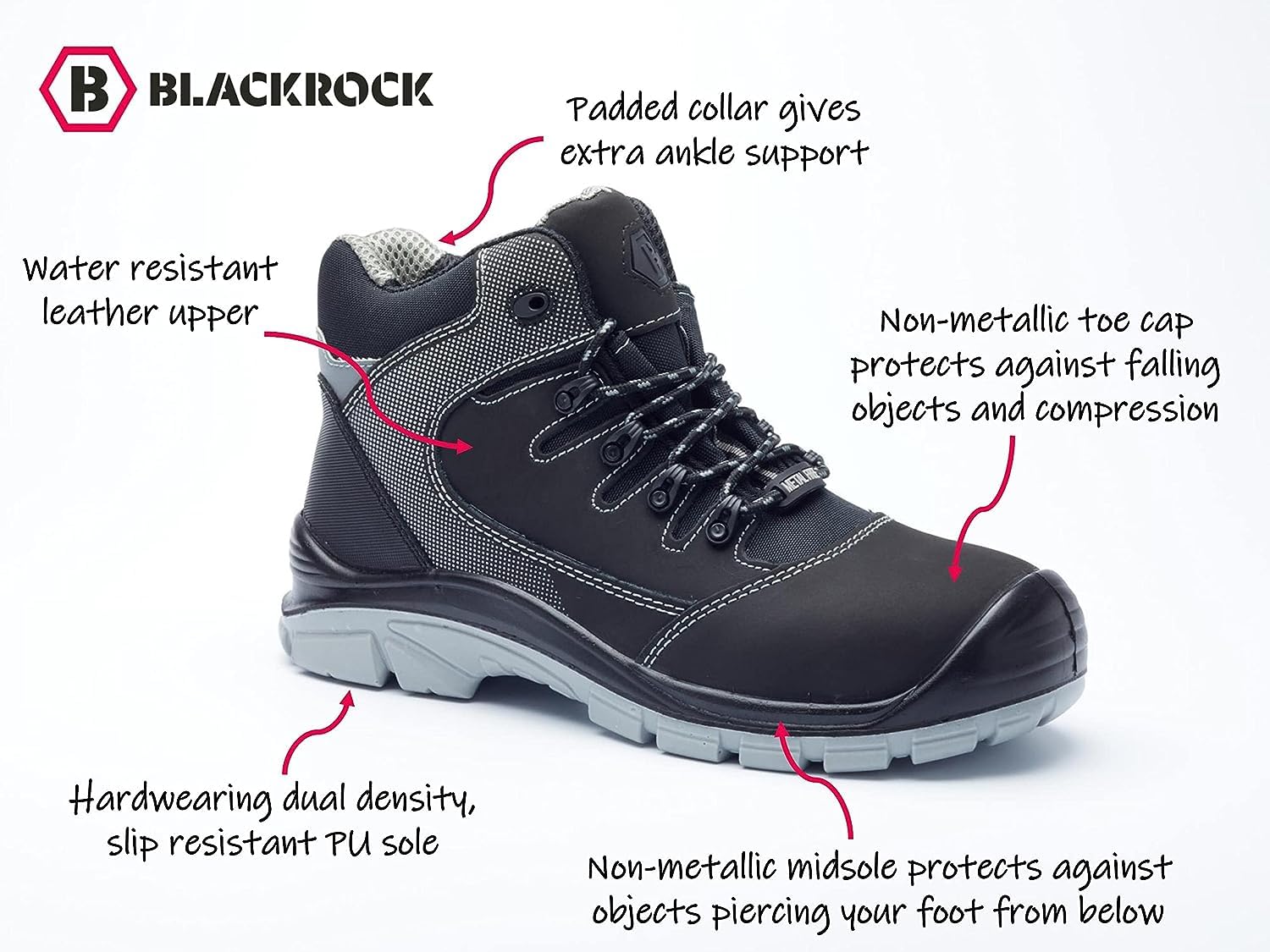 Blackrock S3 Carson Composite Calzado de Seguridad con Puntera de Acero Zapatos de Seguridad Ligeros y Resistentes al Agua, Hombre y Mujer, Calzado de Trabajo y utilitario, Puntera de Composite