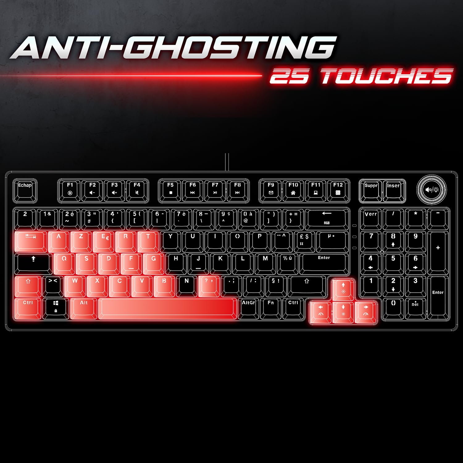 Spirit of Gamer, Pack Clavier Souris Gamer Filaire RGB + Convertisseur Mannette PS4/PS3/Switch 1 & 2, Clavier Mécanique AZERTY 97 Touches à Switch Marron, Souris 12800 DPI avec 8 Boutons Programmables