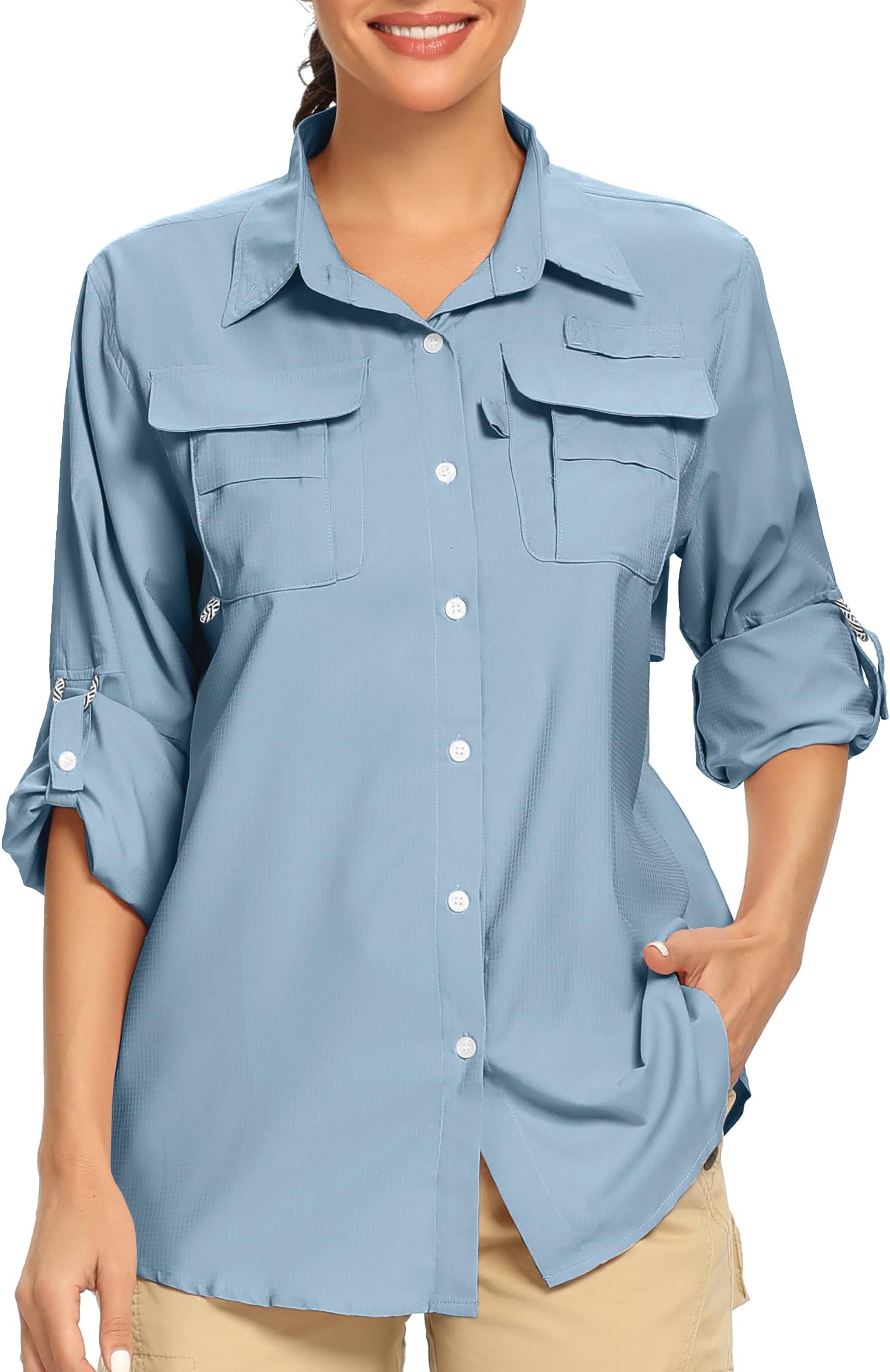 Womens Safari Shirts Sun Protection Sun Clothes for Women Quick Dry Fishing Hiking Shirts