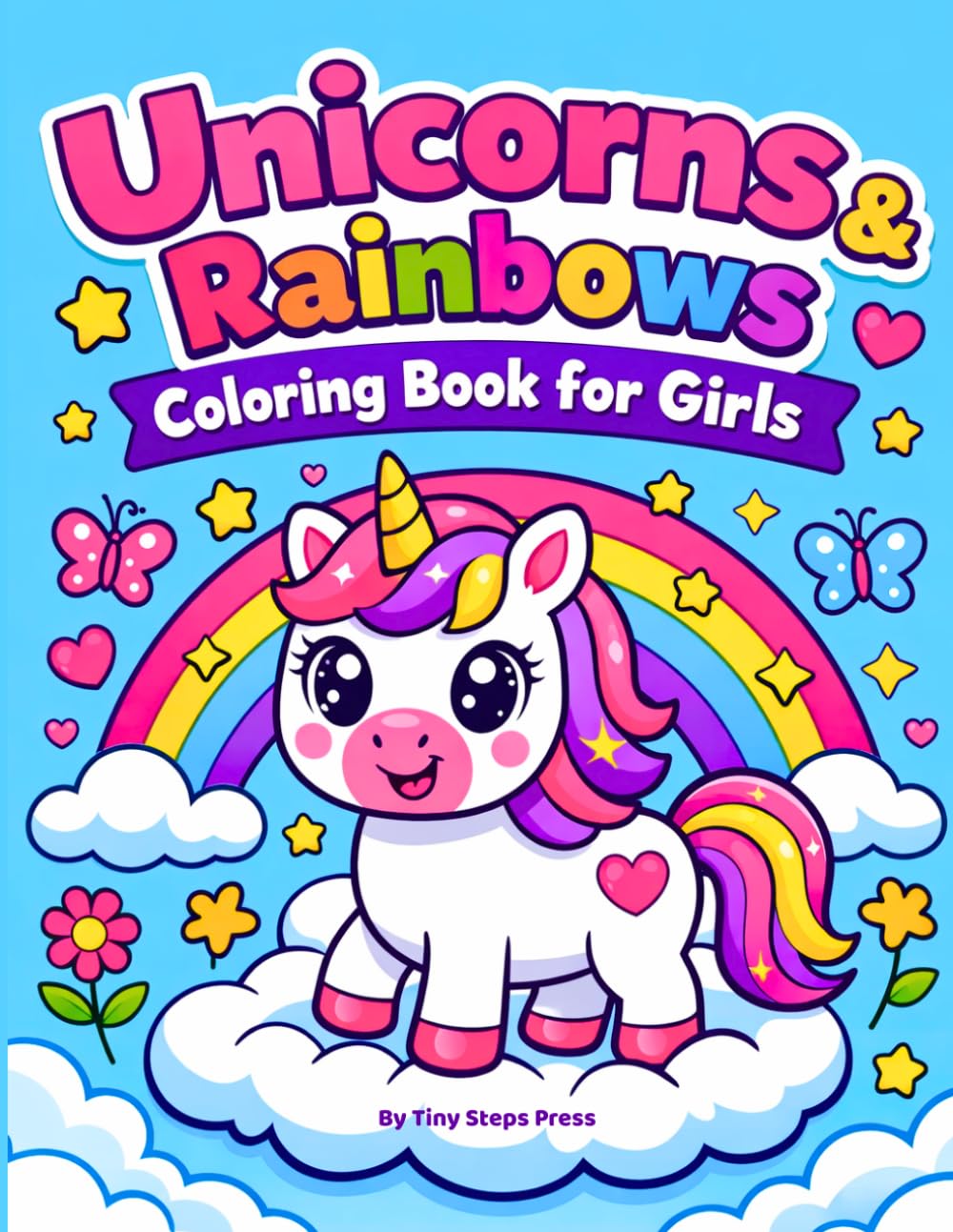 Unicorns & Rainbows Coloring Book for Girls: Cute Unicorn Coloring Pages with Rainbows, Clouds, and Magical Fun for Kids Ages 3–6