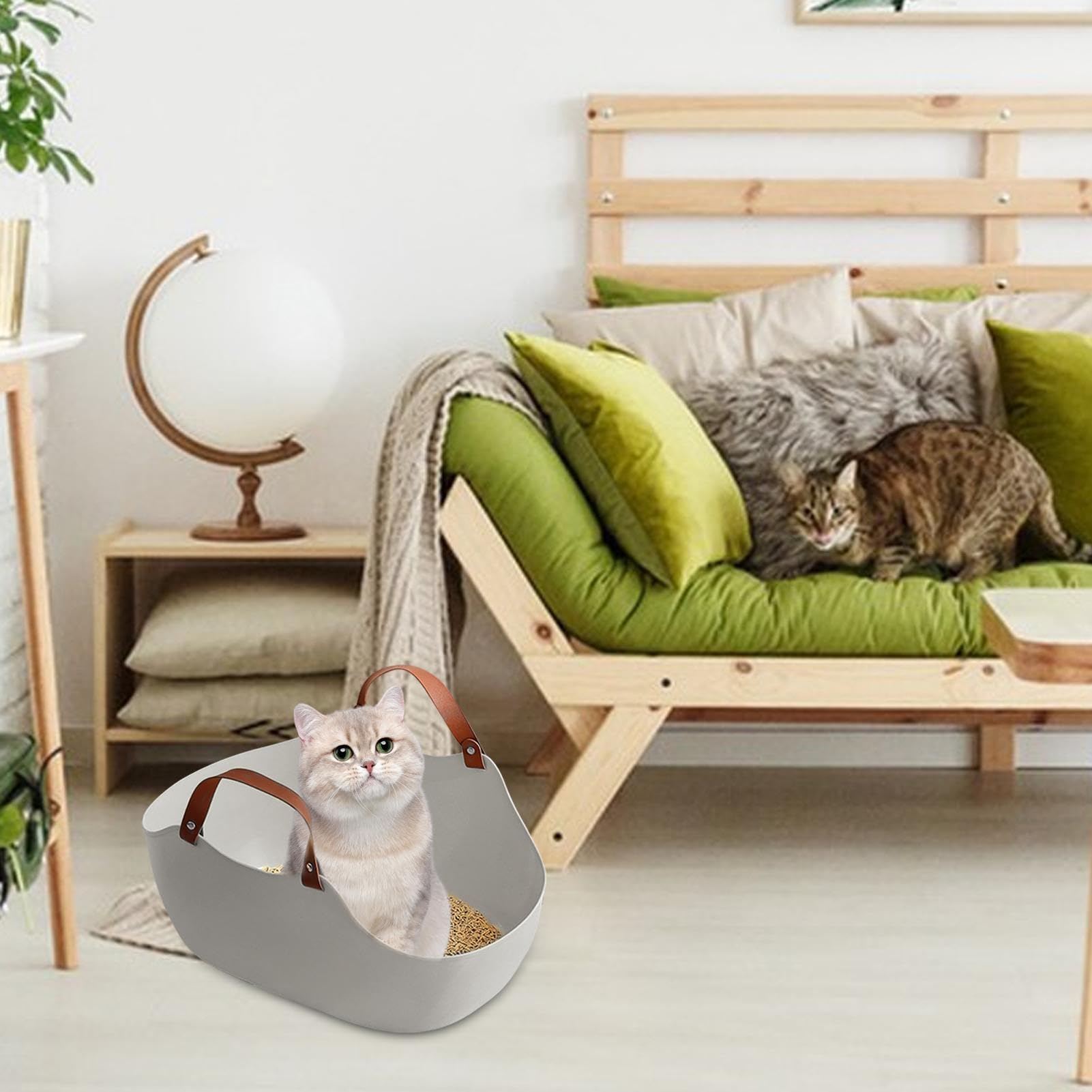 Amazon.co.jp: 猫 トイレ 猫砂トレイ トートバッグの形 携行猫用トイレ 