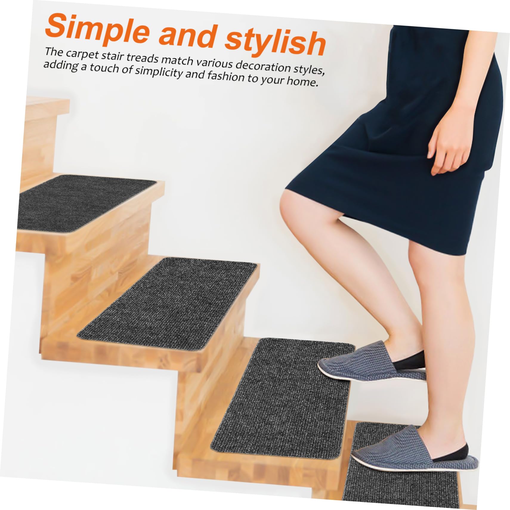 Bandes de Tapis D'escalier 15 Pièces Antidérapantes Maison
