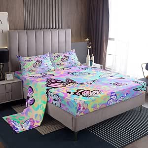 Feelyou Butterfly Print Comforter Set - Full Size Kids Bedding | Black & White Duvet Quilt