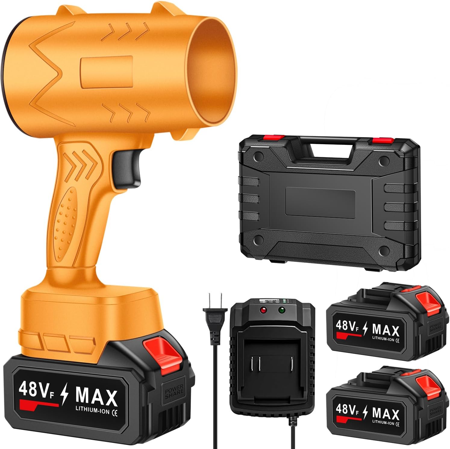 Cordless Leaf Blower with 2 Batteries and Charger, 450000 PRM Electric Blower Cordless, Portable Lightweight Handheld Small Leaf Blower for Yard, Patio, Car, Snow, Workshop