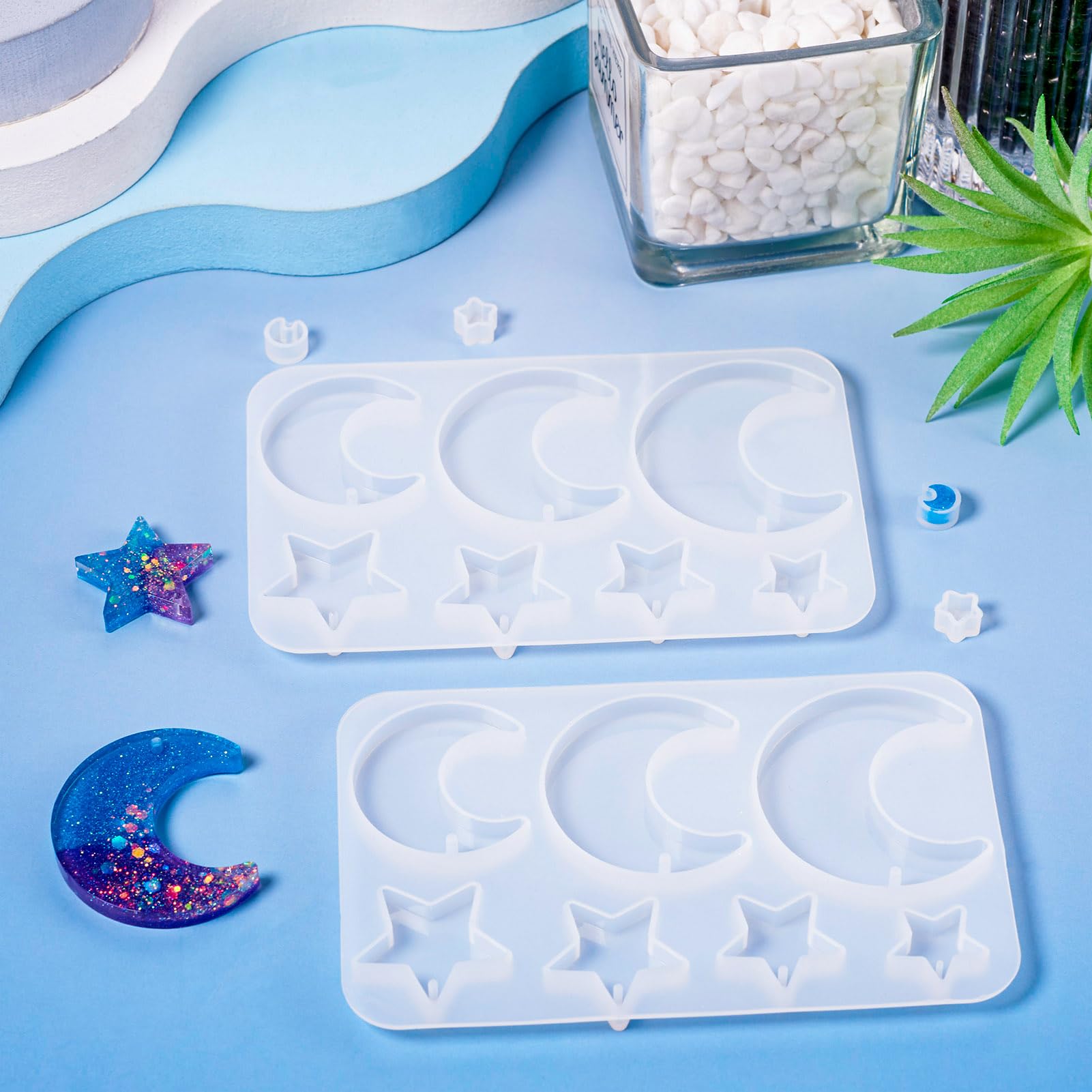 10 Stampo In Silicone Per Gioielli Halloween - Ciondoli A Forma Di Fantasma, Zucca, Teschio, Luna E Stelle Per Resina E Fimo