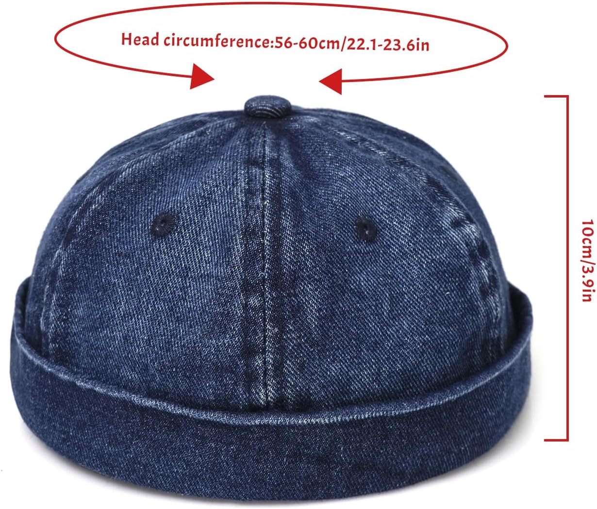 Classic Denim Skull Cap for Men Adjustable Brimless Beanie Hat for Everyday Casual Wear