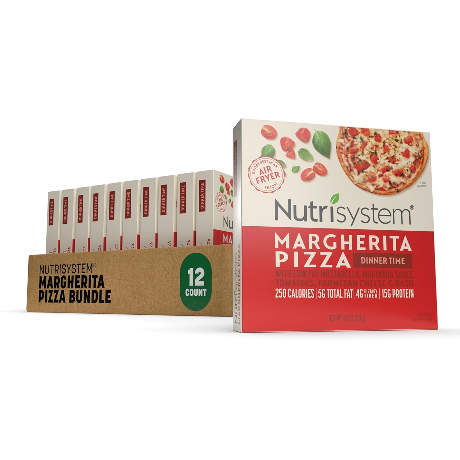 Nutrisystem Margherita Frozen Pizza Bundle - 12 Count Diet-Friendly Pizzas, Real Ingredients, Ready in Minutes