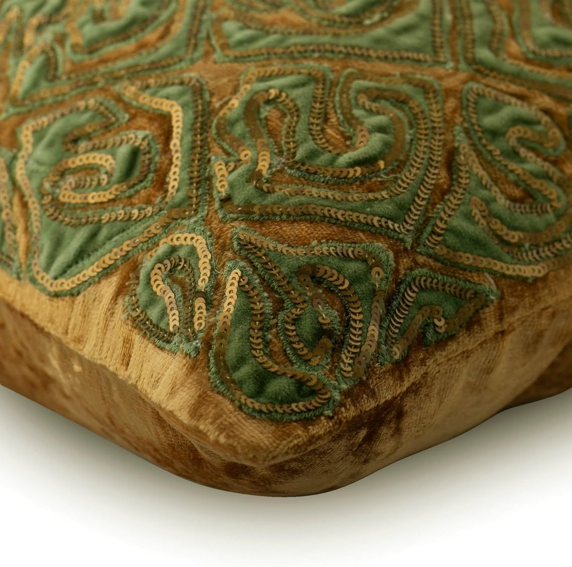 The HomeCentric Decorative Gold 26"x26" (65x65 cm) Euro Shams, Velvet Sequins Beaded Euro Shams for Couch, Striped Pattern Modern Easter - Eldora