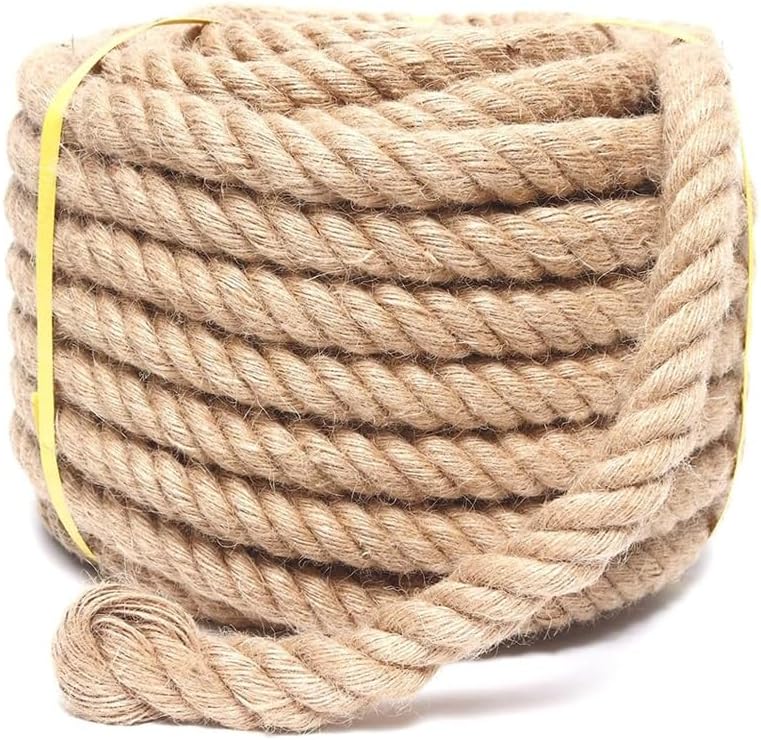 8mm Jute Twine Heavy Duty Jute Rope Natural Hemp Rope for DIY Arts Crafts Gardening Bundling Home Decorating Cat Scratching Post(10mm,5m/16ft)