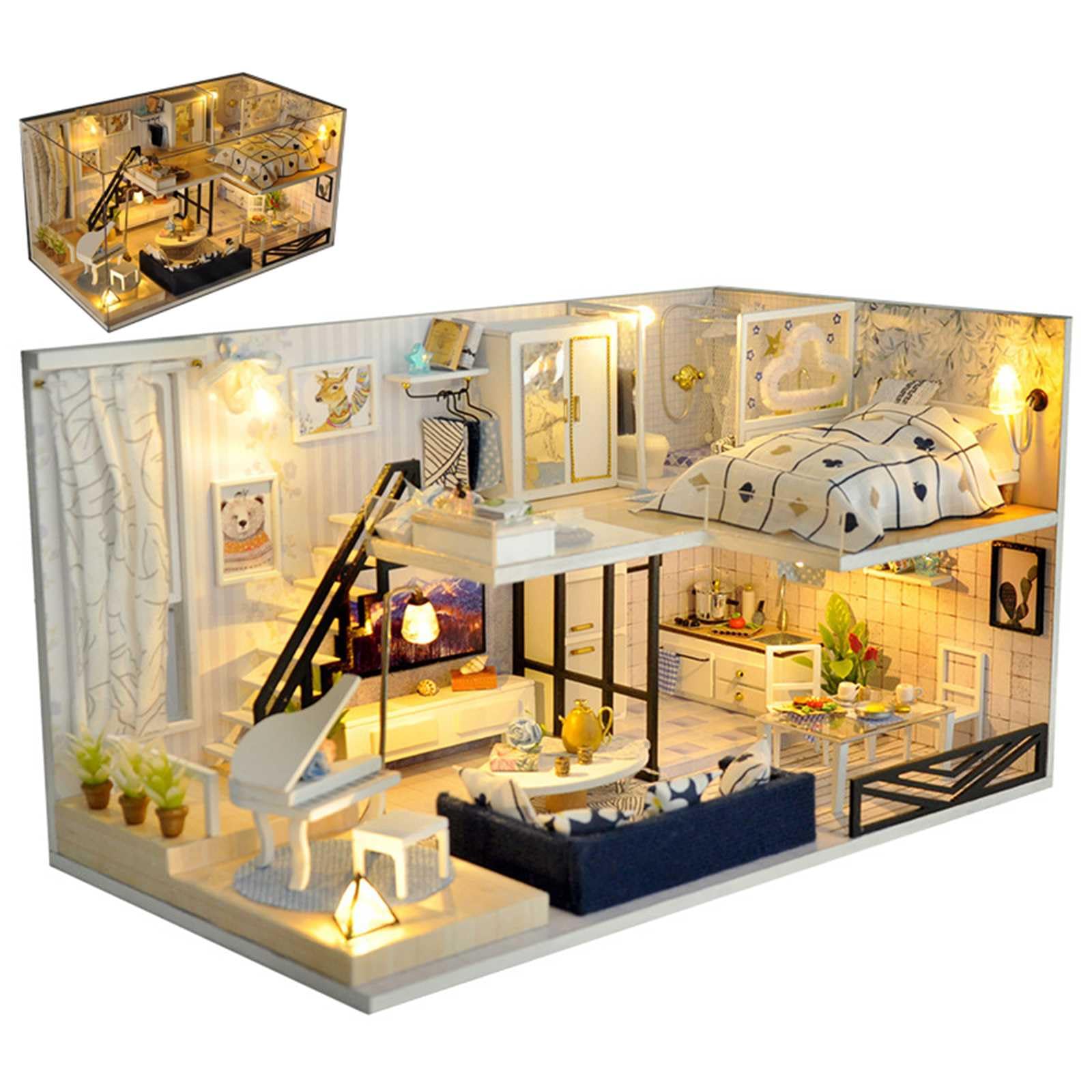 木製　ドールハウス　友達も呼べちゃう　背景にも　ゆずり 各色 3階建て 木製ドールハウス 「JOLENE」 - LIEWOOD